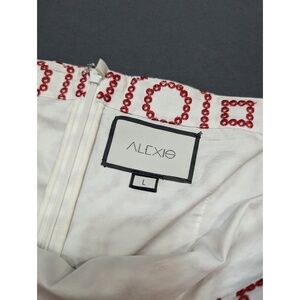 Alexie Women's Off-Shoulder Romper White Red Embroidered Bell Sleeve L